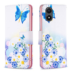 Custodia Portafoglio In Pelle Fantasia Modello Cover con Supporto B01F per Vivo Y02S Blu