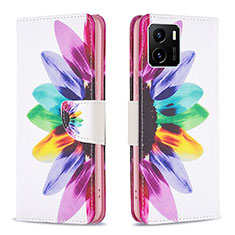 Custodia Portafoglio In Pelle Fantasia Modello Cover con Supporto B01F per Vivo Y10 Multicolore