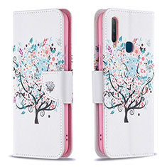 Custodia Portafoglio In Pelle Fantasia Modello Cover con Supporto B01F per Vivo Y11 Bianco