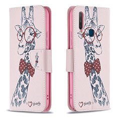 Custodia Portafoglio In Pelle Fantasia Modello Cover con Supporto B01F per Vivo Y12 Rosa