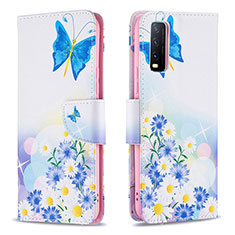 Custodia Portafoglio In Pelle Fantasia Modello Cover con Supporto B01F per Vivo Y12A Blu