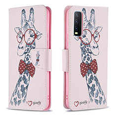 Custodia Portafoglio In Pelle Fantasia Modello Cover con Supporto B01F per Vivo Y12A Rosa