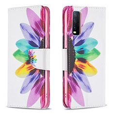 Custodia Portafoglio In Pelle Fantasia Modello Cover con Supporto B01F per Vivo Y12G Multicolore