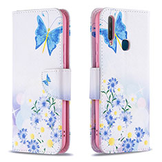 Custodia Portafoglio In Pelle Fantasia Modello Cover con Supporto B01F per Vivo Y15 Blu