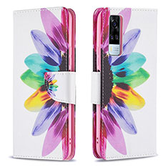 Custodia Portafoglio In Pelle Fantasia Modello Cover con Supporto B01F per Vivo Y53s 4G Multicolore