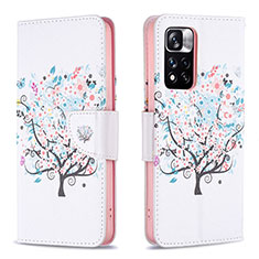 Custodia Portafoglio In Pelle Fantasia Modello Cover con Supporto B01F per Xiaomi Mi 11i 5G (2022) Bianco