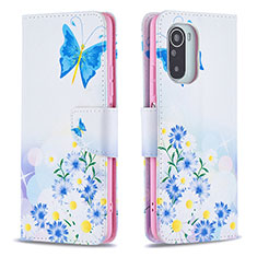 Custodia Portafoglio In Pelle Fantasia Modello Cover con Supporto B01F per Xiaomi Mi 11i 5G Blu