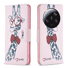 Custodia Portafoglio In Pelle Fantasia Modello Cover con Supporto B01F per Xiaomi Mi 13 Ultra 5G Rosa