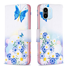 Custodia Portafoglio In Pelle Fantasia Modello Cover con Supporto B01F per Xiaomi Poco C50 Blu