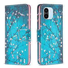 Custodia Portafoglio In Pelle Fantasia Modello Cover con Supporto B01F per Xiaomi Poco C50 Ciano