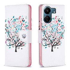 Custodia Portafoglio In Pelle Fantasia Modello Cover con Supporto B01F per Xiaomi Poco C65 Bianco