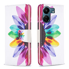 Custodia Portafoglio In Pelle Fantasia Modello Cover con Supporto B01F per Xiaomi Poco C65 Multicolore