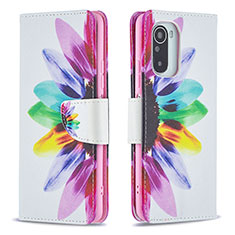 Custodia Portafoglio In Pelle Fantasia Modello Cover con Supporto B01F per Xiaomi Poco F3 5G Multicolore