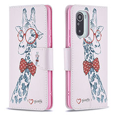 Custodia Portafoglio In Pelle Fantasia Modello Cover con Supporto B01F per Xiaomi Poco F3 5G Rosa