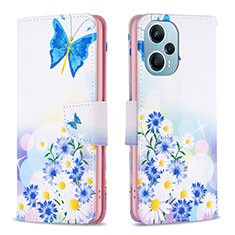 Custodia Portafoglio In Pelle Fantasia Modello Cover con Supporto B01F per Xiaomi Poco F5 5G Blu