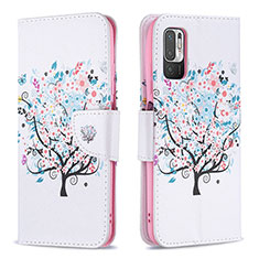 Custodia Portafoglio In Pelle Fantasia Modello Cover con Supporto B01F per Xiaomi POCO M3 Pro 5G Bianco