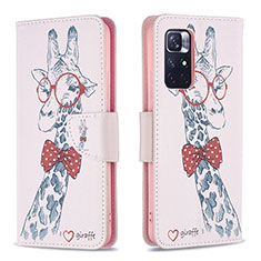 Custodia Portafoglio In Pelle Fantasia Modello Cover con Supporto B01F per Xiaomi Poco M4 Pro 5G Rosa