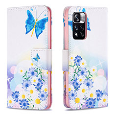 Custodia Portafoglio In Pelle Fantasia Modello Cover con Supporto B01F per Xiaomi Poco X4 NFC Blu