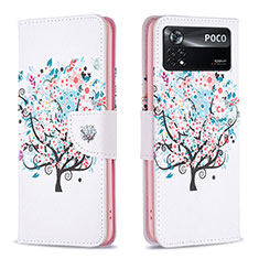 Custodia Portafoglio In Pelle Fantasia Modello Cover con Supporto B01F per Xiaomi Poco X4 Pro 5G Bianco