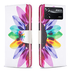 Custodia Portafoglio In Pelle Fantasia Modello Cover con Supporto B01F per Xiaomi Poco X4 Pro 5G Multicolore