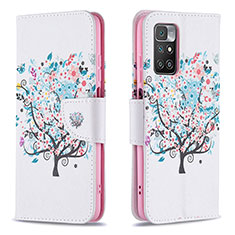 Custodia Portafoglio In Pelle Fantasia Modello Cover con Supporto B01F per Xiaomi Redmi 10 (2022) Bianco