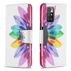 Custodia Portafoglio In Pelle Fantasia Modello Cover con Supporto B01F per Xiaomi Redmi 10 4G Multicolore