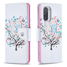 Custodia Portafoglio In Pelle Fantasia Modello Cover con Supporto B01F per Xiaomi Redmi K40 5G Bianco