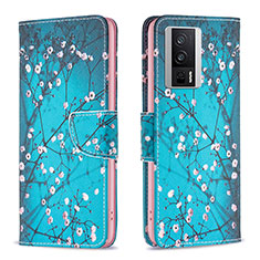 Custodia Portafoglio In Pelle Fantasia Modello Cover con Supporto B01F per Xiaomi Redmi K60 5G Ciano