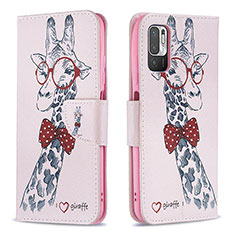 Custodia Portafoglio In Pelle Fantasia Modello Cover con Supporto B01F per Xiaomi Redmi Note 10 5G Rosa