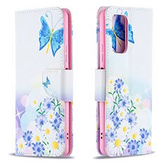 Custodia Portafoglio In Pelle Fantasia Modello Cover con Supporto B01F per Xiaomi Redmi Note 10 Pro 4G Blu