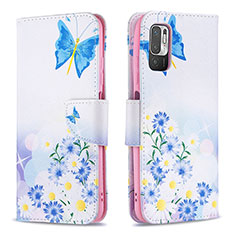 Custodia Portafoglio In Pelle Fantasia Modello Cover con Supporto B01F per Xiaomi Redmi Note 10T 5G Blu