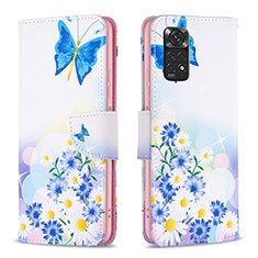 Custodia Portafoglio In Pelle Fantasia Modello Cover con Supporto B01F per Xiaomi Redmi Note 11 4G (2022) Blu