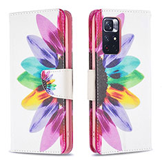 Custodia Portafoglio In Pelle Fantasia Modello Cover con Supporto B01F per Xiaomi Redmi Note 11 5G Multicolore