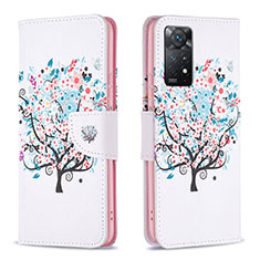 Custodia Portafoglio In Pelle Fantasia Modello Cover con Supporto B01F per Xiaomi Redmi Note 11 Pro 4G Bianco