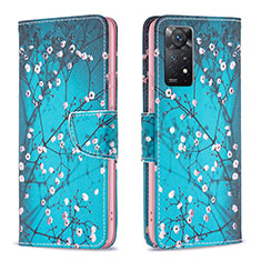 Custodia Portafoglio In Pelle Fantasia Modello Cover con Supporto B01F per Xiaomi Redmi Note 11 Pro 4G Ciano
