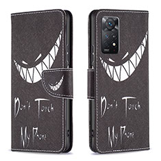 Custodia Portafoglio In Pelle Fantasia Modello Cover con Supporto B01F per Xiaomi Redmi Note 11 Pro 4G Nero