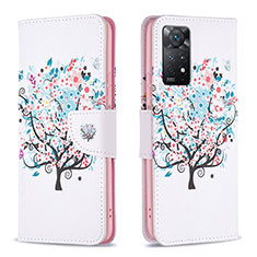 Custodia Portafoglio In Pelle Fantasia Modello Cover con Supporto B01F per Xiaomi Redmi Note 11 Pro 5G Bianco