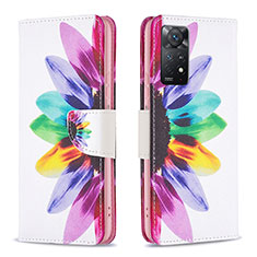 Custodia Portafoglio In Pelle Fantasia Modello Cover con Supporto B01F per Xiaomi Redmi Note 11 Pro 5G Multicolore