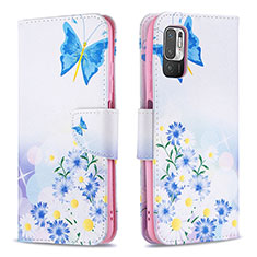 Custodia Portafoglio In Pelle Fantasia Modello Cover con Supporto B01F per Xiaomi Redmi Note 11 SE 5G Blu