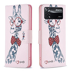 Custodia Portafoglio In Pelle Fantasia Modello Cover con Supporto B01F per Xiaomi Redmi Note 11E Pro 5G Rosa