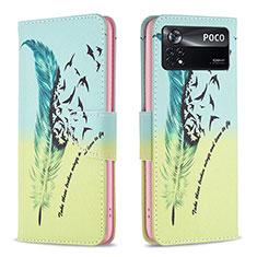 Custodia Portafoglio In Pelle Fantasia Modello Cover con Supporto B01F per Xiaomi Redmi Note 11E Pro 5G Verde Pastello