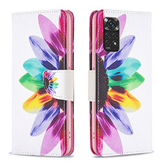 Custodia Portafoglio In Pelle Fantasia Modello Cover con Supporto B01F per Xiaomi Redmi Note 11S 4G Multicolore