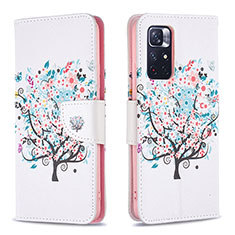 Custodia Portafoglio In Pelle Fantasia Modello Cover con Supporto B01F per Xiaomi Redmi Note 11S 5G Bianco