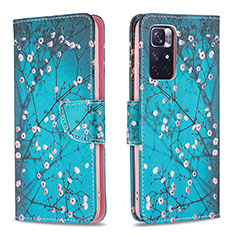 Custodia Portafoglio In Pelle Fantasia Modello Cover con Supporto B01F per Xiaomi Redmi Note 11S 5G Ciano