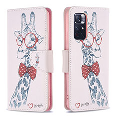 Custodia Portafoglio In Pelle Fantasia Modello Cover con Supporto B01F per Xiaomi Redmi Note 11S 5G Rosa