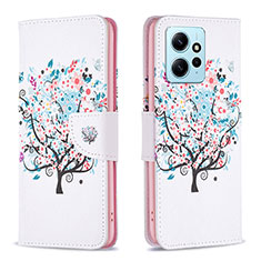 Custodia Portafoglio In Pelle Fantasia Modello Cover con Supporto B01F per Xiaomi Redmi Note 12 4G Bianco