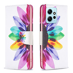 Custodia Portafoglio In Pelle Fantasia Modello Cover con Supporto B01F per Xiaomi Redmi Note 12 4G Multicolore