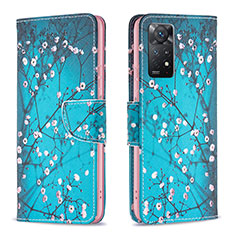 Custodia Portafoglio In Pelle Fantasia Modello Cover con Supporto B01F per Xiaomi Redmi Note 12 Pro 4G Ciano