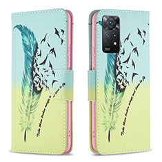 Custodia Portafoglio In Pelle Fantasia Modello Cover con Supporto B01F per Xiaomi Redmi Note 12 Pro 4G Verde Pastello