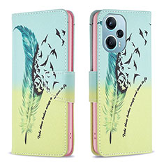 Custodia Portafoglio In Pelle Fantasia Modello Cover con Supporto B01F per Xiaomi Redmi Note 12 Turbo 5G Verde Pastello